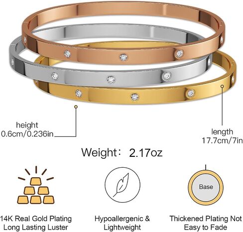 AICASE 18 K GOLD PLATED BANGLE BANGLE SEPES (GOLD/ROOS GOLD/SILVER) Stack Wide Wristband Bangle Phill Bracelet Bracelet Bract in Kuwait