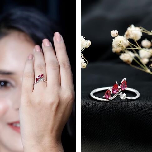 مختبر معتمد نمت Ruby Moissanite Ring ، AAAA Quality ، حارس Ruby Ring للنساء - جاهز للهدية in Saudi Arabia