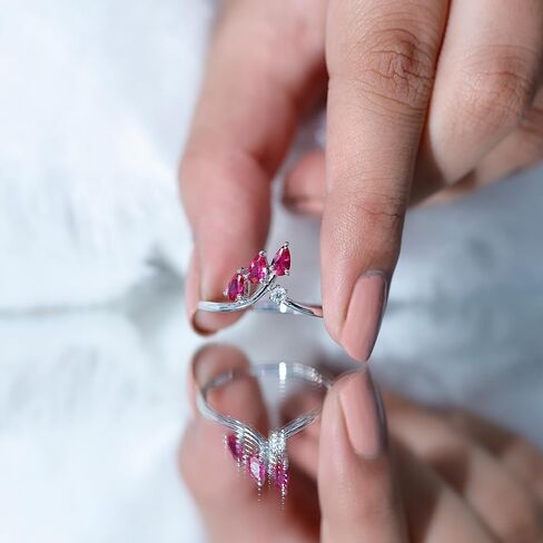 مختبر معتمد نمت Ruby Moissanite Ring ، AAAA Quality ، حارس Ruby Ring للنساء - جاهز للهدية in Saudi Arabia