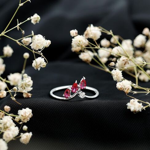 مختبر معتمد نمت Ruby Moissanite Ring ، AAAA Quality ، حارس Ruby Ring للنساء - جاهز للهدية in Saudi Arabia