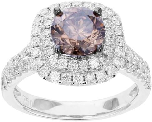 Le Vian 7/8 قيراط فانيليا الماس و 1 1/2 قيراط من الشوكولاتة وسادة الماس على شكل حلقة هالة مزدوجة للنساء I 18K خاتم الذهب الأبيض لها (G-H/Brown ، SI ، 2.42 CTTW) حجم الزفاف 7 in Saudi Arabia