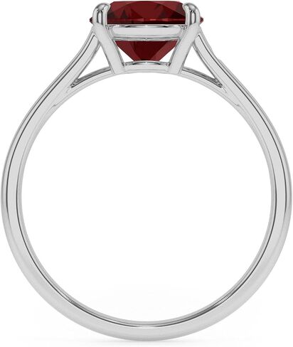 Natural Garnet Cushion Solitaire Engagement Rings for Women in Silver/Gold, January Birthstone Jewelry Gifts for Her Birthday, Anniversary, Wedding, Christmas, Mothers Day, Valentines in Kuwait
