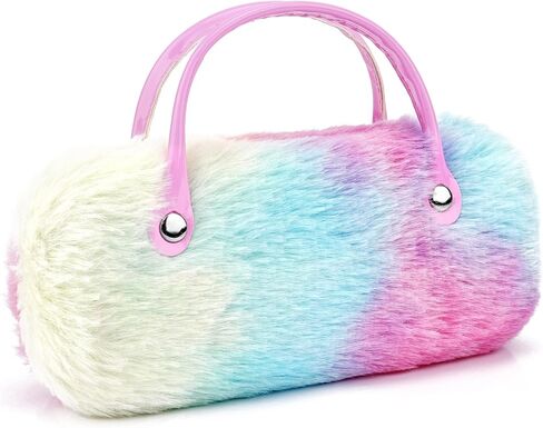 Eyeglass Case, Plush Eyeglass Case, Portable Sunglasses Pouch with Handle,Hard Shell Eyeglass Holder, Cute Glasses Storage Case for Women Girls, Eyewear Accessories(Gradient pink) in Kuwait