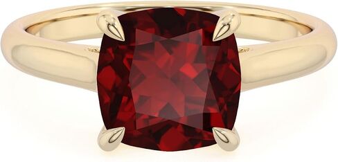 Natural Garnet Cushion Solitaire Engagement Rings for Women in Silver/Gold, January Birthstone Jewelry Gifts for Her Birthday, Anniversary, Wedding, Christmas, Mothers Day, Valentines in Kuwait