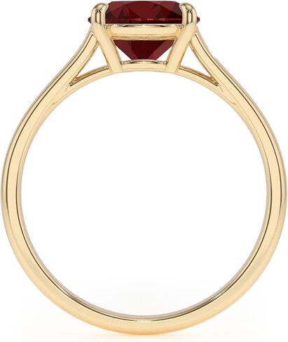 Natural Garnet Cushion Solitaire Engagement Rings for Women in Silver/Gold, January Birthstone Jewelry Gifts for Her Birthday, Anniversary, Wedding, Christmas, Mothers Day, Valentines in Kuwait