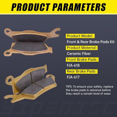Front and Rear Brake Pads Kit Ceramic Fit for Can-Am Outlander 450/Max 450 2017-2025 570 2016-2024 650/Max 650 2013-2023 850/MAX 850 2016-2024 1000 XT/XMR/XTP 2013-2024 in Saudi Arabia