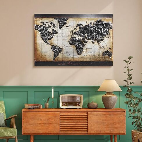 Empire Art Direct Metal, Hand Painted Primo Mixed Media Iron Sculpture, Decor,Ready to Hang,Living Room, Bedroom ＆ Office 3D Wall Art, 48 in. x 2.0 in. x 32 in, World Map 1 in Kuwait