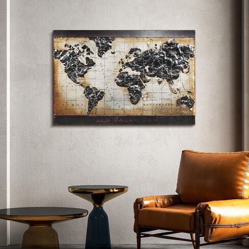 Empire Art Direct Metal, Hand Painted Primo Mixed Media Iron Sculpture, Decor,Ready to Hang,Living Room, Bedroom ＆ Office 3D Wall Art, 48 in. x 2.0 in. x 32 in, World Map 1 in Kuwait