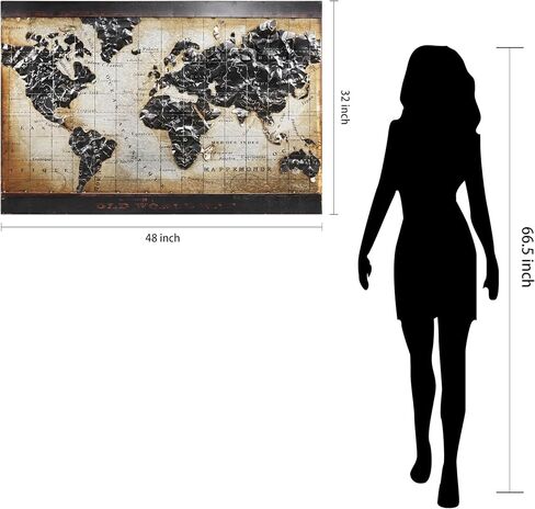 Empire Art Direct Metal, Hand Painted Primo Mixed Media Iron Sculpture, Decor,Ready to Hang,Living Room, Bedroom ＆ Office 3D Wall Art, 48 in. x 2.0 in. x 32 in, World Map 1 in Kuwait