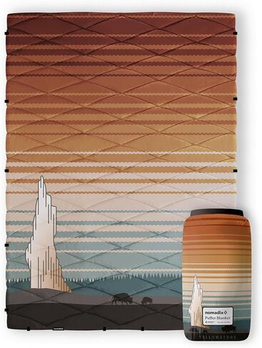 Nomadix Puffer Blanket - Perfect Camping Blanket That Transforms to Cowl Or Minimalist Sleeping Bag - Made with Recycled Materials - Super Lightweight - Forest - 74x55 in in Kuwait