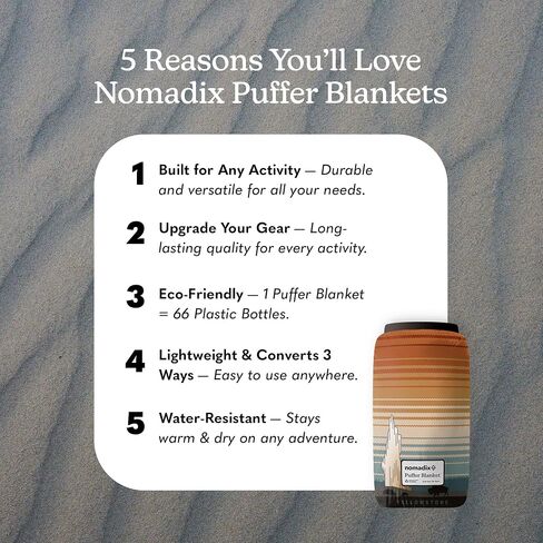 Nomadix Puffer Blanket - Perfect Camping Blanket That Transforms to Cowl Or Minimalist Sleeping Bag - Made with Recycled Materials - Super Lightweight - Forest - 74x55 in in Kuwait