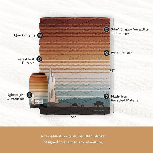 Nomadix Puffer Blanket - Perfect Camping Blanket That Transforms to Cowl Or Minimalist Sleeping Bag - Made with Recycled Materials - Super Lightweight - Forest - 74x55 in in Kuwait