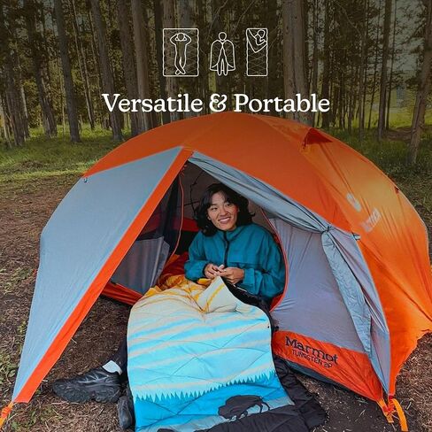 Nomadix Puffer Blanket - Perfect Camping Blanket That Transforms to Cowl Or Minimalist Sleeping Bag - Made with Recycled Materials - Super Lightweight - Forest - 74x55 in in Kuwait