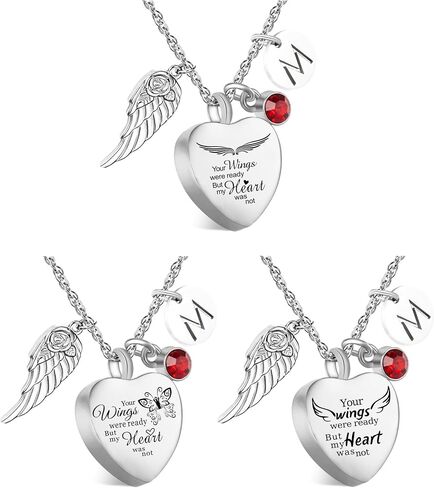 3 Pack Memorial Cremation Jewelry for Ashes - Heart-Shaped Silver Urn Necklace & Stainless Steel Locket Pendant Set with Custom Engraving, Funnel Kit & Velvet Gift Bag in Saudi Arabia