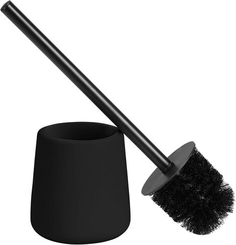 Navaris Toilet Brush & Ceramic Holder - Toilet Cleaner Brush and Base Set - WC Scrubber Brush & Ceramic Holder Stand for Restroom/Bathroom - Beige in Saudi Arabia