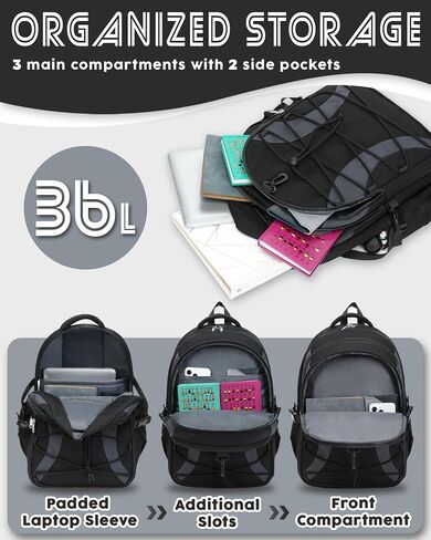 BLUEFAIRY Middle High School Backpack for Teen Boys Girls Large College Bookbag with Laptop Sleeve Back to School Book Bags Mochilas Escolares para Niños Niñas Adolescentes (Black/Dark Gray, Solid) in Kuwait