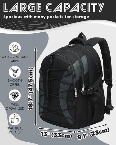 BLUEFAIRY Middle High School Backpack for Teen Boys Girls Large College Bookbag with Laptop Sleeve Back to School Book Bags Mochilas Escolares para Niños Niñas Adolescentes (Black/Dark Gray, Solid) in Kuwait