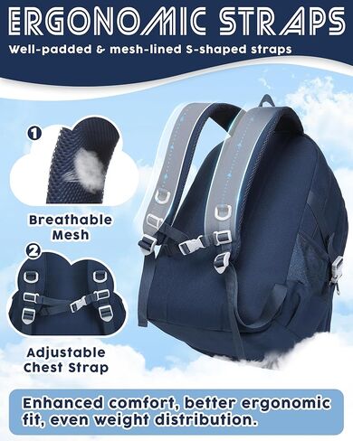 BLUEFAIRY Middle High School Backpack for Teen Boys Girls Large College Bookbag with Laptop Sleeve Back to School Book Bags Mochilas Escolares para Niños Niñas Adolescentes (Black/Dark Gray, Solid) in Kuwait