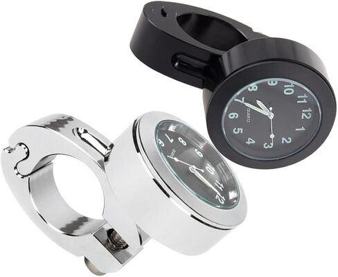 Gatuida 2pcs Waterproof Motorcycle Handlebar Clock, Chrome Dial Clock for 7/8" to 1" Motorbike, for Riding and Motocross in Saudi Arabia