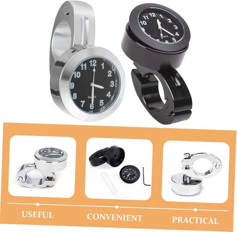 Gatuida 2pcs Waterproof Motorcycle Handlebar Clock, Chrome Dial Clock for 7/8" to 1" Motorbike, for Riding and Motocross in Saudi Arabia