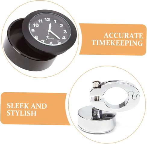 Gatuida 2pcs Waterproof Motorcycle Handlebar Clock, Chrome Dial Clock for 7/8" to 1" Motorbike, for Riding and Motocross in Saudi Arabia