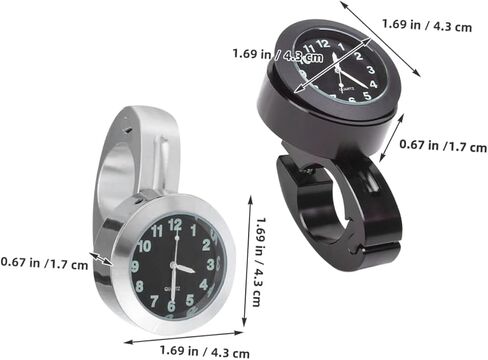 Gatuida 2pcs Waterproof Motorcycle Handlebar Clock, Chrome Dial Clock for 7/8" to 1" Motorbike, for Riding and Motocross in Saudi Arabia