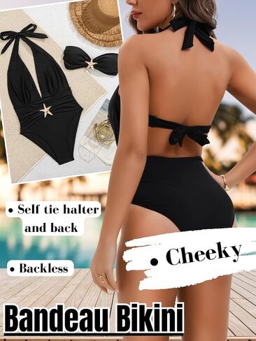 Kaei & Shi Starfish Halter Swimsuit ، Sexy Bandeau Top & Cheeky Suits ، Swimsuits Control Control for Women in Saudi Arabia