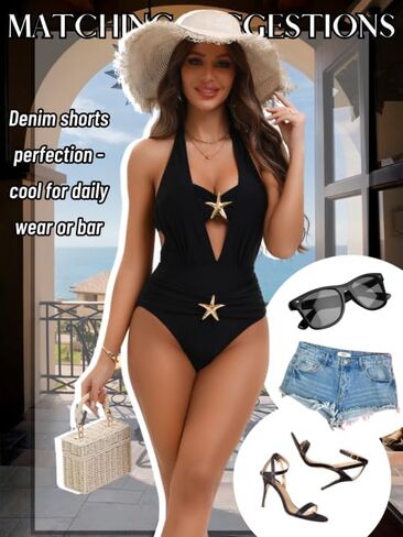 Kaei & Shi Starfish Halter Swimsuit ، Sexy Bandeau Top & Cheeky Suits ، Swimsuits Control Control for Women in Saudi Arabia