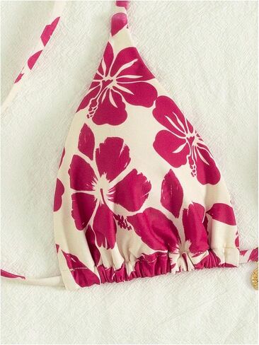SOLY HUX Women's Boho Floral Print Halter Swimsuit Tie Back High Cut Bikini Set 2 Piece Bathing Suit in Saudi Arabia
