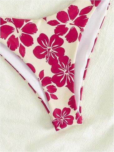 SOLY HUX Women's Boho Floral Print Halter Swimsuit Tie Back High Cut Bikini Set 2 Piece Bathing Suit in Saudi Arabia