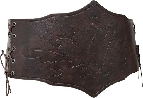 Hiifeuer Women Medieval Women Faux Leather Corset Belt ، Renaissance Underbust Corset Concher Wide Weist For Ren Faire in Kuwait