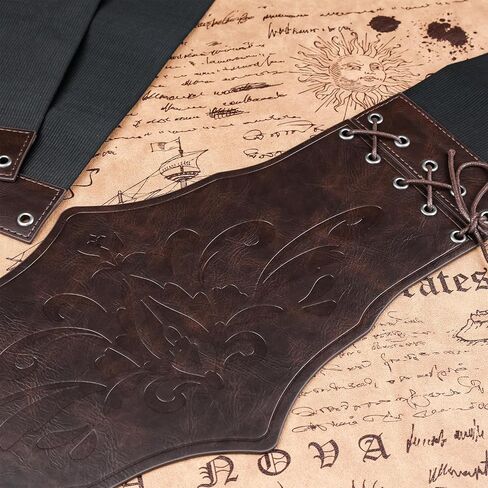 Hiifeuer Women Medieval Women Faux Leather Corset Belt ، Renaissance Underbust Corset Concher Wide Weist For Ren Faire in Kuwait