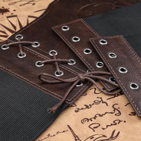 Hiifeuer Women Medieval Women Faux Leather Corset Belt ، Renaissance Underbust Corset Concher Wide Weist For Ren Faire in Kuwait