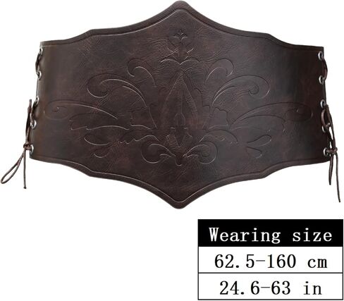 Hiifeuer Women Medieval Women Faux Leather Corset Belt ، Renaissance Underbust Corset Concher Wide Weist For Ren Faire in Kuwait