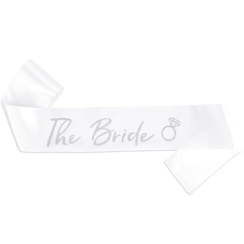 The Bride Sash Bachelorette Party White and Silver Glitter Bride to be Sash for Bridal Shower Wedding Hen Party in Saudi Arabia