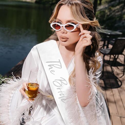 The Bride Sash Bachelorette Party White and Silver Glitter Bride to be Sash for Bridal Shower Wedding Hen Party in Saudi Arabia