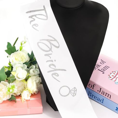 The Bride Sash Bachelorette Party White and Silver Glitter Bride to be Sash for Bridal Shower Wedding Hen Party in Saudi Arabia