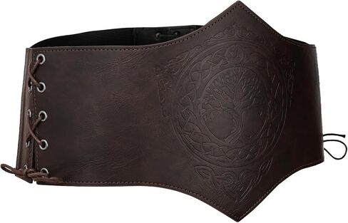 Hiifeuer Women Medieval Women Faux Leather Corset Belt ، Renaissance Underbust Corset Concher Wide Weist For Ren Faire in Kuwait