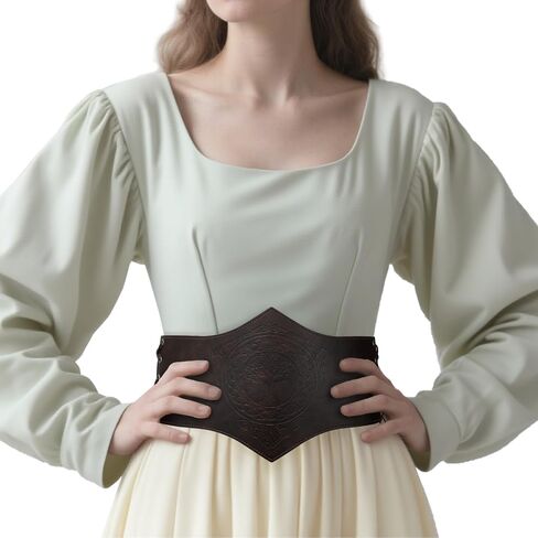 Hiifeuer Women Medieval Women Faux Leather Corset Belt ، Renaissance Underbust Corset Concher Wide Weist For Ren Faire in Kuwait