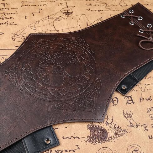 Hiifeuer Women Medieval Women Faux Leather Corset Belt ، Renaissance Underbust Corset Concher Wide Weist For Ren Faire in Kuwait
