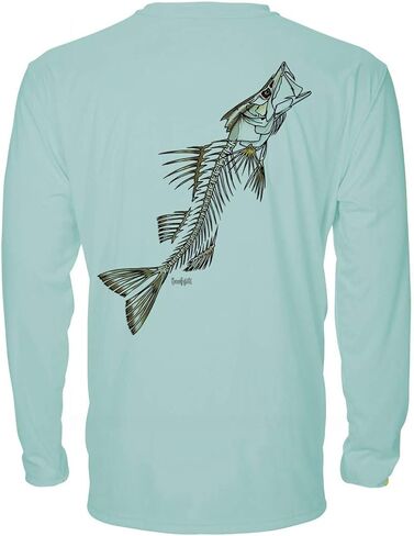 Denali Men's Teaser UPF 50+ Long Sleeve T-Shirt, UV Protection Shirt, Trophy Bones Collection by Marcos Augusto: Snook in Kuwait