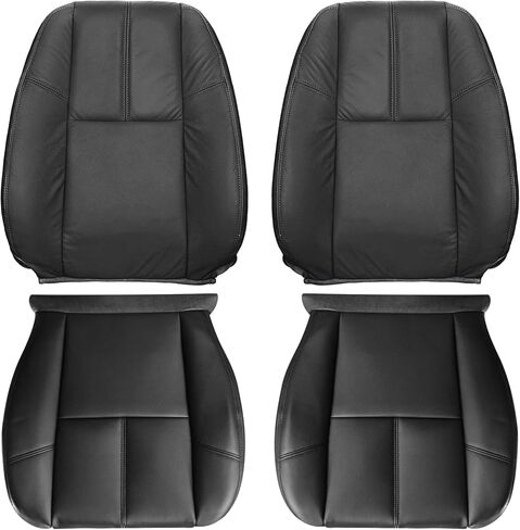 SecosAutoparts Driver & Passenger Bottom and Top Lean Back Leather Seat Covers Black Compatible with Chevy Silverado Compatible with GMC Sierra Tahoe Suburban Avalanche Yukon 2007-2014 in Saudi Arabia