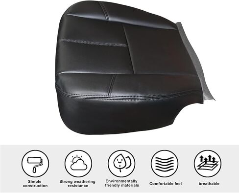 SecosAutoparts Driver & Passenger Bottom and Top Lean Back Leather Seat Covers Black Compatible with Chevy Silverado Compatible with GMC Sierra Tahoe Suburban Avalanche Yukon 2007-2014 in Saudi Arabia