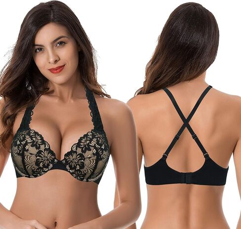 Curve Muse Women's Plus Size Add 1 and a Half Cup Push Up Convertible Lace Bras in Saudi Arabia