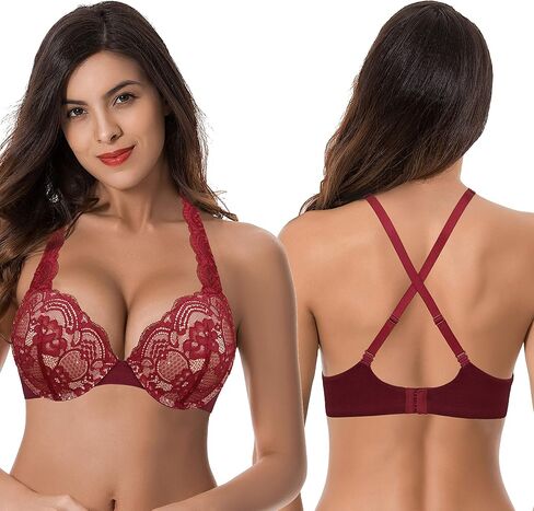 Curve Muse Women's Plus Size Add 1 and a Half Cup Push Up Convertible Lace Bras in Saudi Arabia