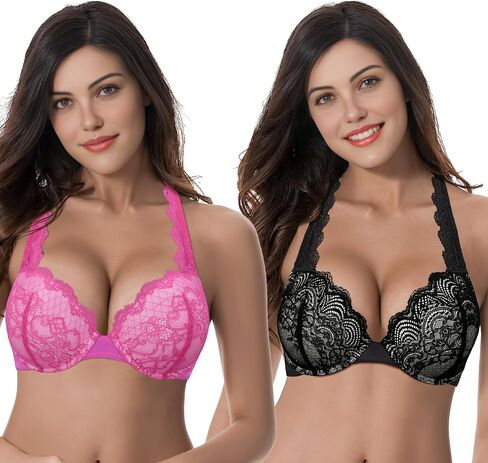 Curve Muse Women's Plus Size Add 1 and a Half Cup Push Up Convertible Lace Bras in Saudi Arabia