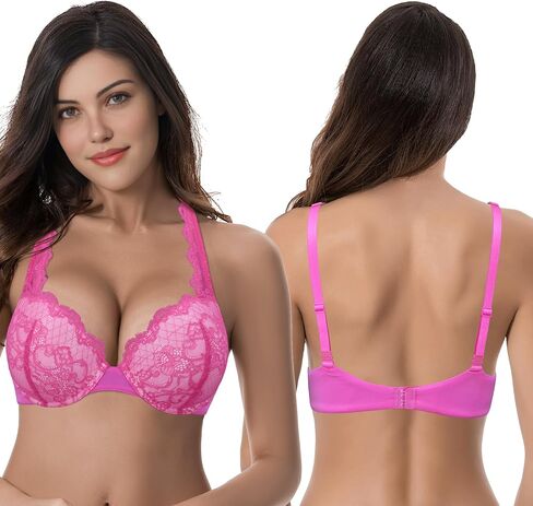 Curve Muse Women's Plus Size Add 1 and a Half Cup Push Up Convertible Lace Bras in Saudi Arabia