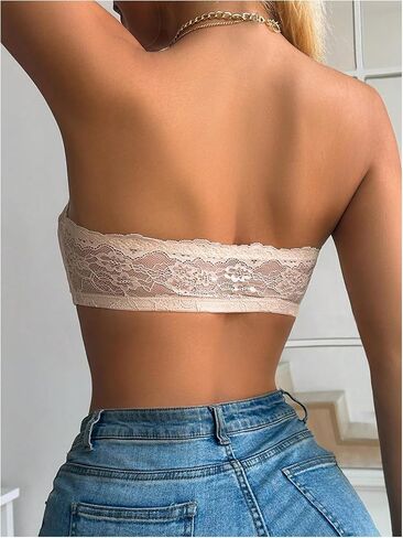 Makemechic النسائية الحمالات الصدرية الدانتيل الأزهار الدانتيل الأمامي الإغلاق حمالة الصدر اللاسلكية أنبوب الملابس الداخلية in Saudi Arabia