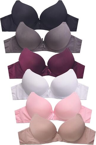 حزمة أساسية للنساء من 6 تغطية كاملة متنوعة الصلبة T Shirt Bras Missy & Plus in Saudi Arabia