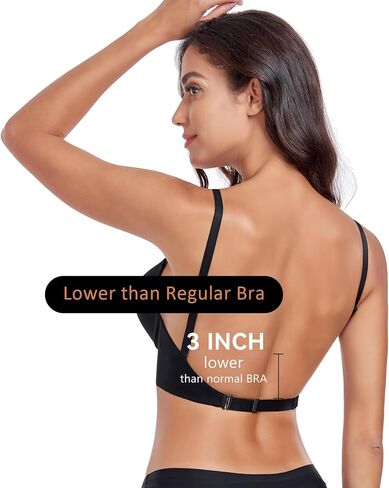 Women's Backless Deep Plunge Bra U Neckline Push Up Low Cut Supportive Underwire Bras in Saudi Arabia